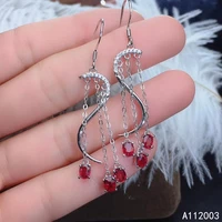 kjjeaxcmy fine jewelry 925 sterling silver inlaid natural ruby female earrings eardrop elegant support detection