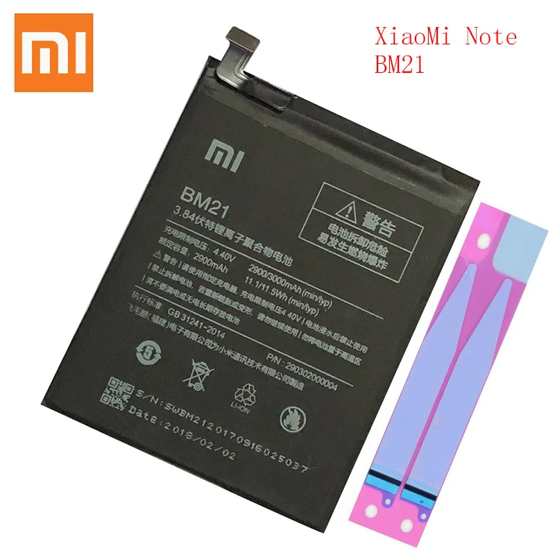 100% Оригинальная батарея Xiaomi BM 21 Note BM21 bm21 3 ГБ ОЗУ литий полимерная Bateria 3000 мАч