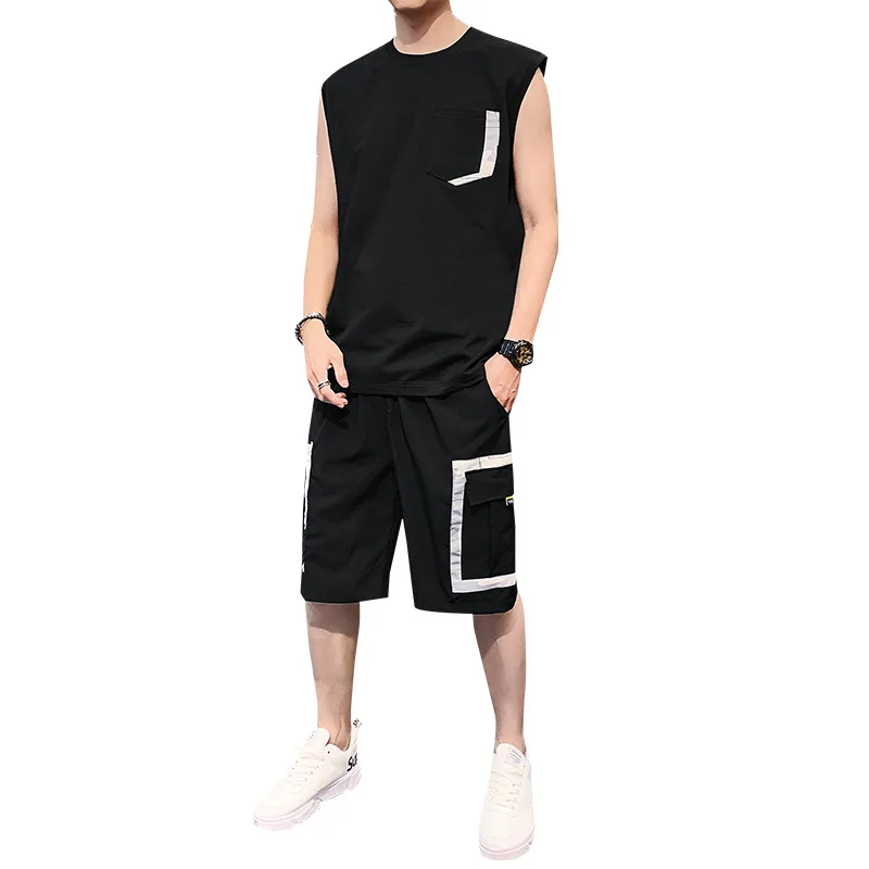 

Men Clothing 2021 Summer Short-sleeved Men's Casual Youth T-shirt Shorts Two-piece Men's Sports Suit Men