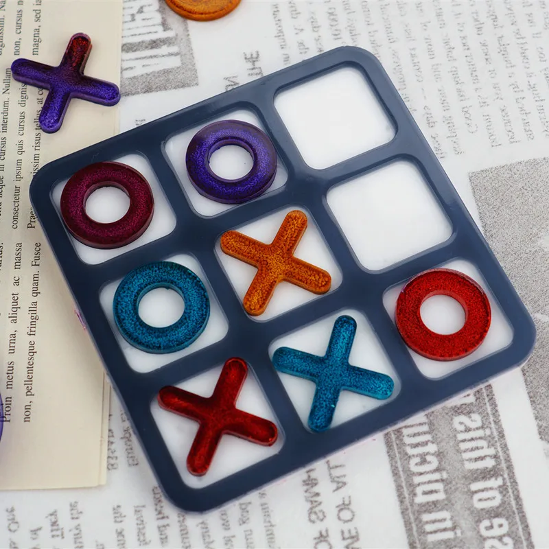 Зеркальные силиконовые формы для шахматных игр Tic Tac Toe OX литые сделай сам смолы