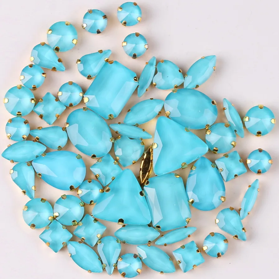 Набор золотых крапанов 50 цветов Микс форм желе конфеты аквамарин стекло стразы