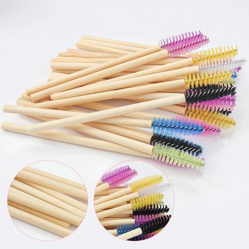 

200pcs Eco-friendly Bamboo Handle Mascara Wand Disposable Eyelash Extension Brushes Wood Lip Brush