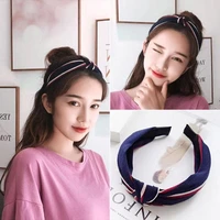 two color stitching simple wide edge hairband girl satin lady student female hairpin