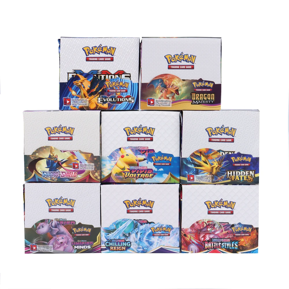 324pcsbox pokemon cards tcg swordshield sun moon evolutions english trading card game booster box collectible kid toys gift free global shipping