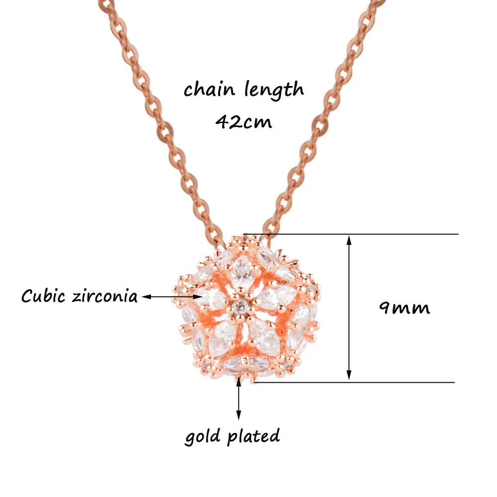 

SINLEERY Korean Snowflake Flower Cubic Zirconia Pendant Necklace Rose White Gold Plated Chain Women's Fashion 2021 XL052 SSK
