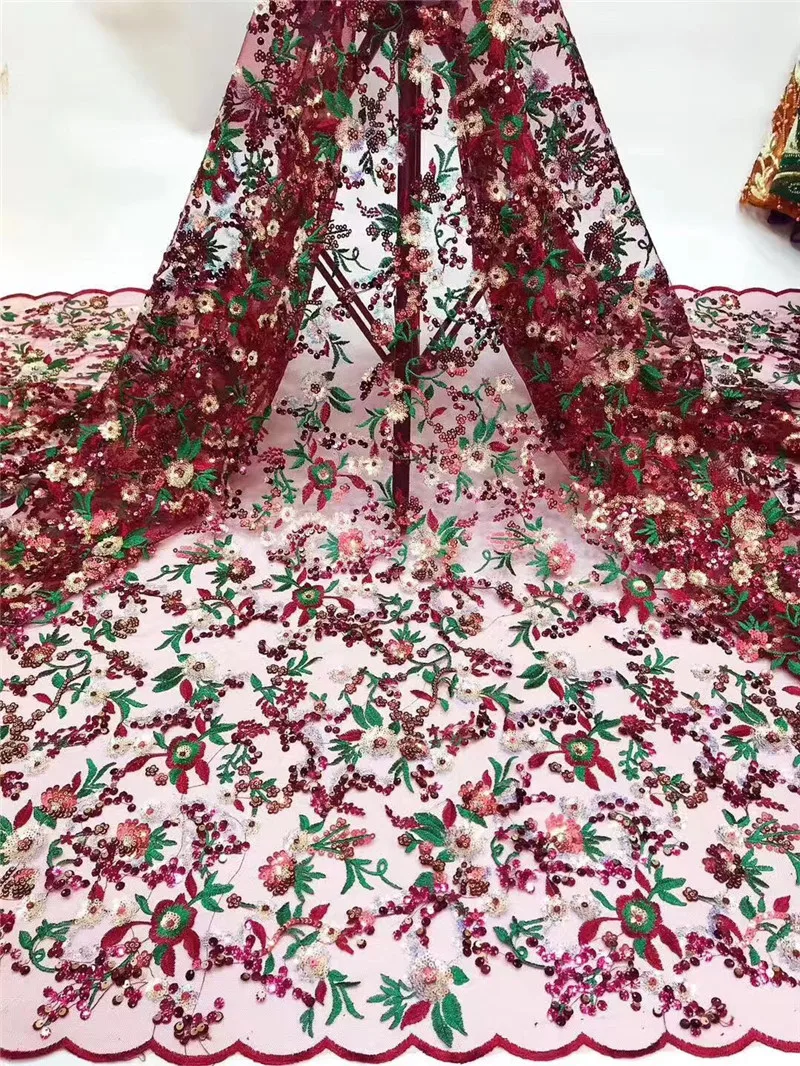 Новинка кружевная африканская ткань высшего качества цветочные блестки тюль