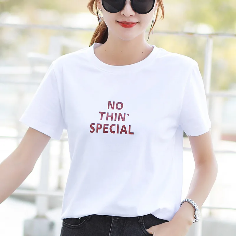 

Новое поступление, летняя футболка с короткими рукавами из чистого хлопка с вышитыми китайскими буквами