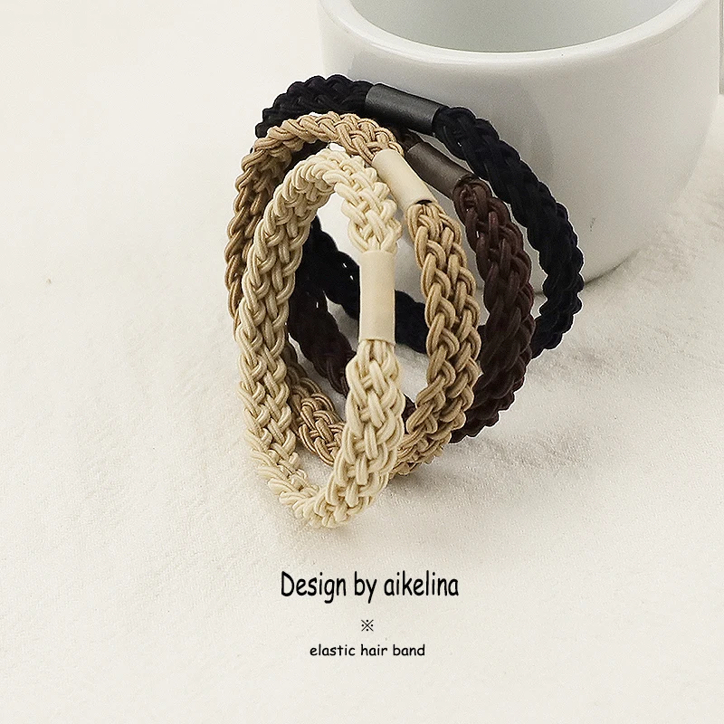 

4 шт./лот молочный чай цвет эластичная повязка для волос горячее плетение головные уборы для женщин девушек кольцо для волос милый конский х...