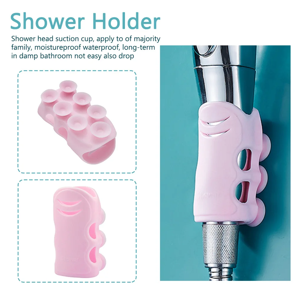 

2pcs/pack Rack Removable For Bathroom Shower Holder Adjustable Suction Cup Silicone Reusable Waterproof Bracket Wall Mounted