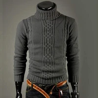 new fashion brand slim mens knit lapel long sleeve turtleneck turtleneck solid color regular sweater for men winter high neck