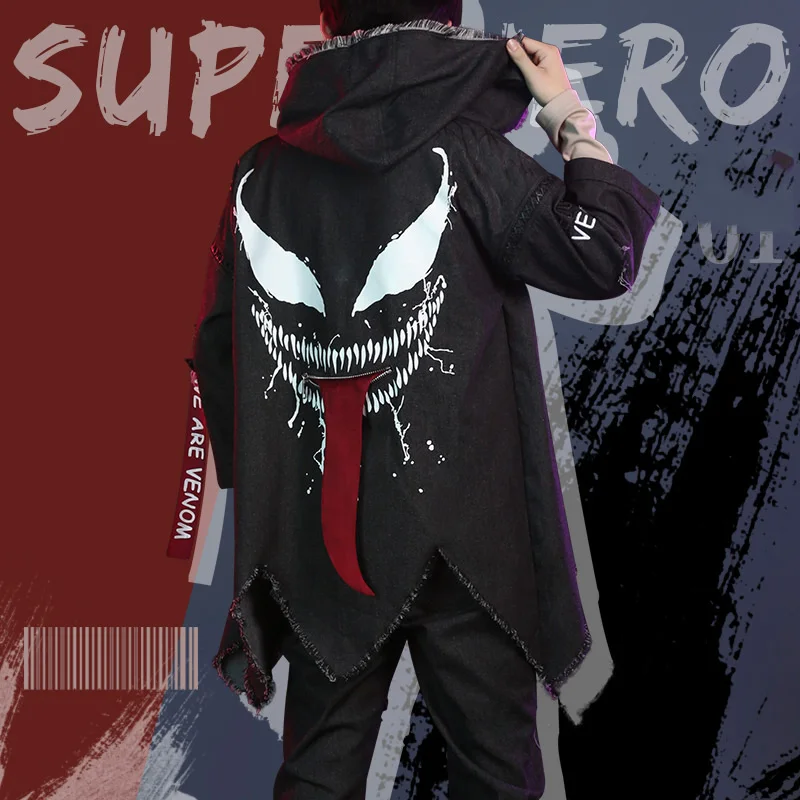 Мужская толстовка с капюшоном Venom Spider черная в стиле супергероя куртка пальто для