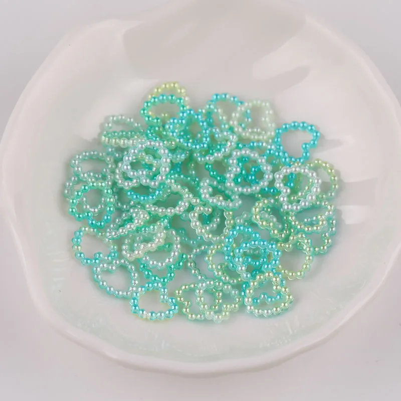 

50pcs Diy Jewelry Accessories love imitation pearl hair hollow heart phone shell gradient patch