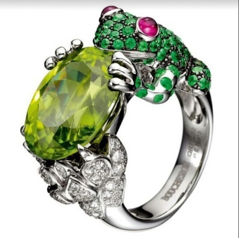 Роскошные кольца с зелеными кристаллами в стиле хип-хоп ювелирные изделия