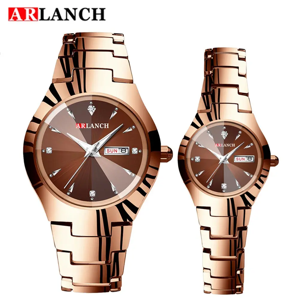 Couple rose gold ARLANCH новые брендовые парные часы мужские часы женские из нержавеющей стали модные часы reloj hombre reloj mujer - Цвет: Couple rose gold