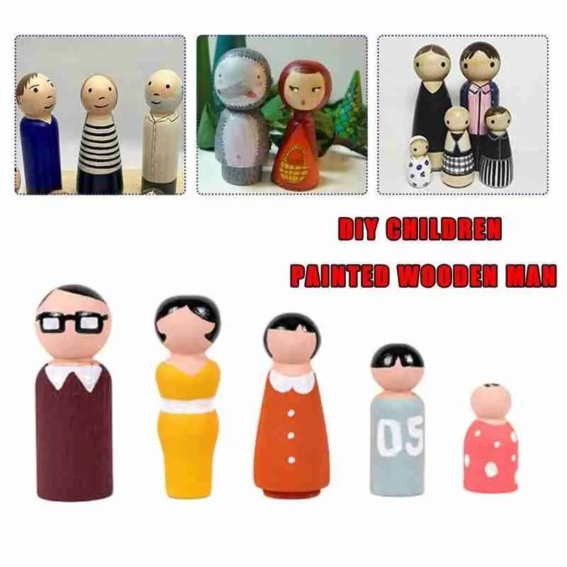 Детские неокрашенные деревянные фигурки DIY граффити цветные Куклы Фигурки