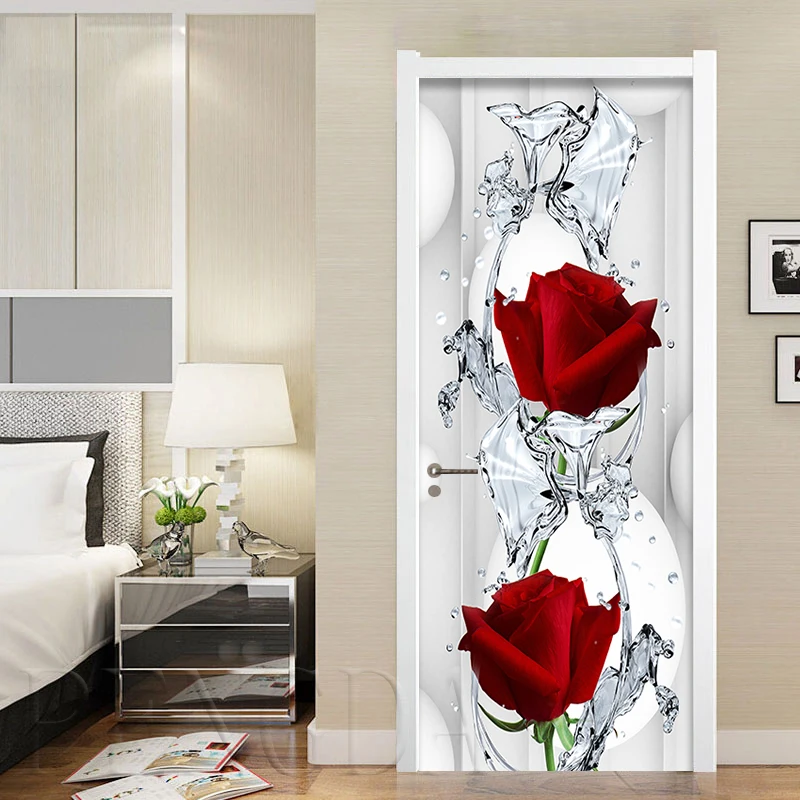 Самоклеящаяся обновляемая наклейка для дома 3d на дверь или розу рисунок