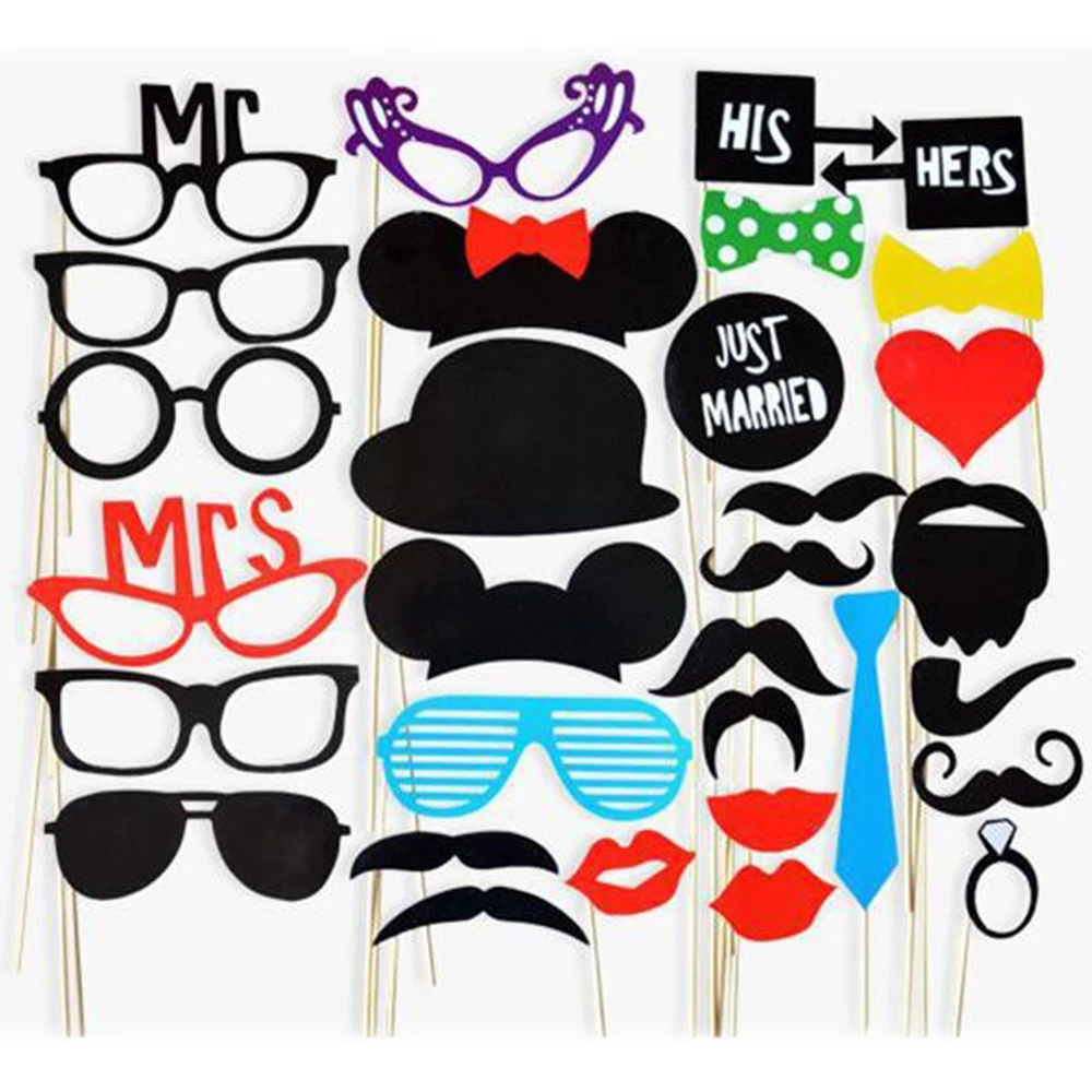 31 шт. забавные Photo Booth Реквизит палочка рамка свадебного торжества одежда для
