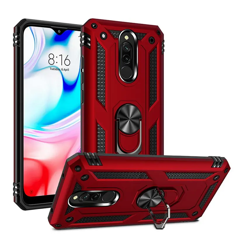 

Luxury Armor Shockproof Case For Xiaomi Redmi 8 case Silicone Bumper Hybrid Case For xiaomi redmi 8A redmi8 Metal Ring Cover