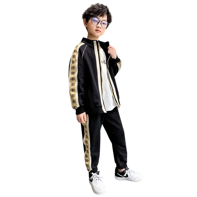 

2021 Autumn Brand Fashion Design Letter Coat & Pants 2pcs Children's Clothes Set Boys Kid School Beach Costume Teenage Clothing