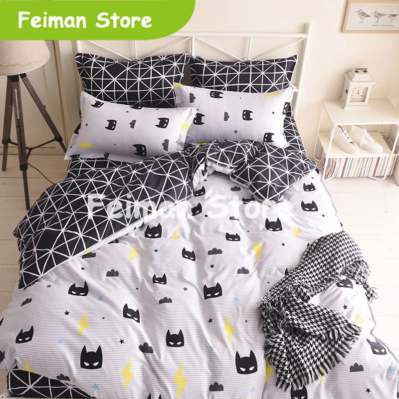 Бэтмен Маска принт постельных принадлежностей мультфильм стиль белый цвет дети