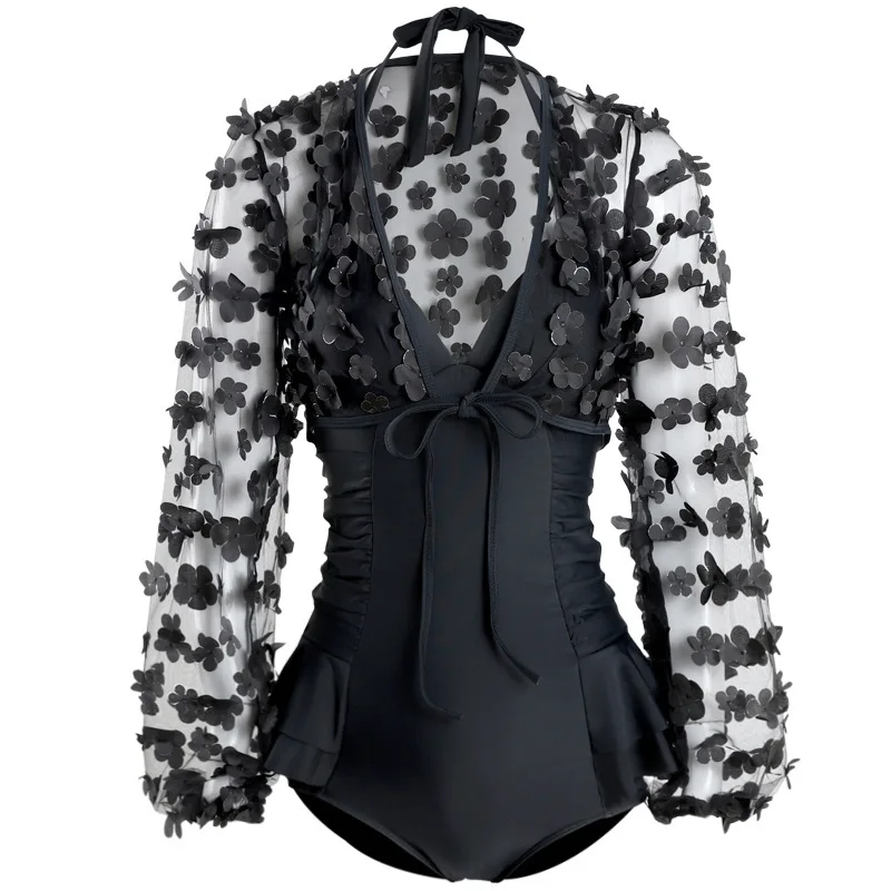 

Bikini One Piece Swimsuit Woman Swimsuits Bathing Suit Covering Push Ups Bikini Set Red Long Sleeve Solid Women's Swimwear