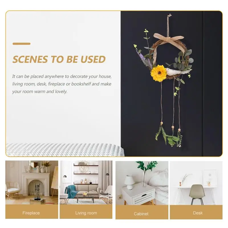 

1Pc Decorative Wreath Festival Garland Wall Hanging Wreath Garden Adornment