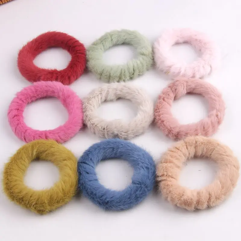 Fluffy Furry Scrunchies Cute Elastic Hair Ring Girls Winter Warm Ponytail Band Rope Ties Women Accessories |