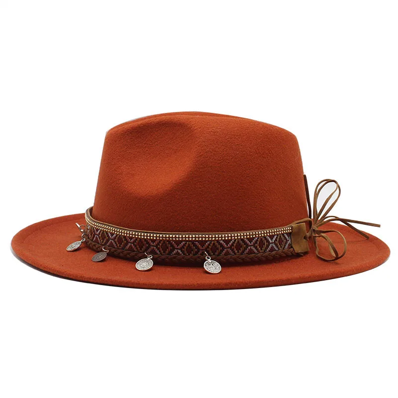 New autumn and winter men's large size cowboy hats fedora caps  classical sombrero furry headscarf imitation wool cap