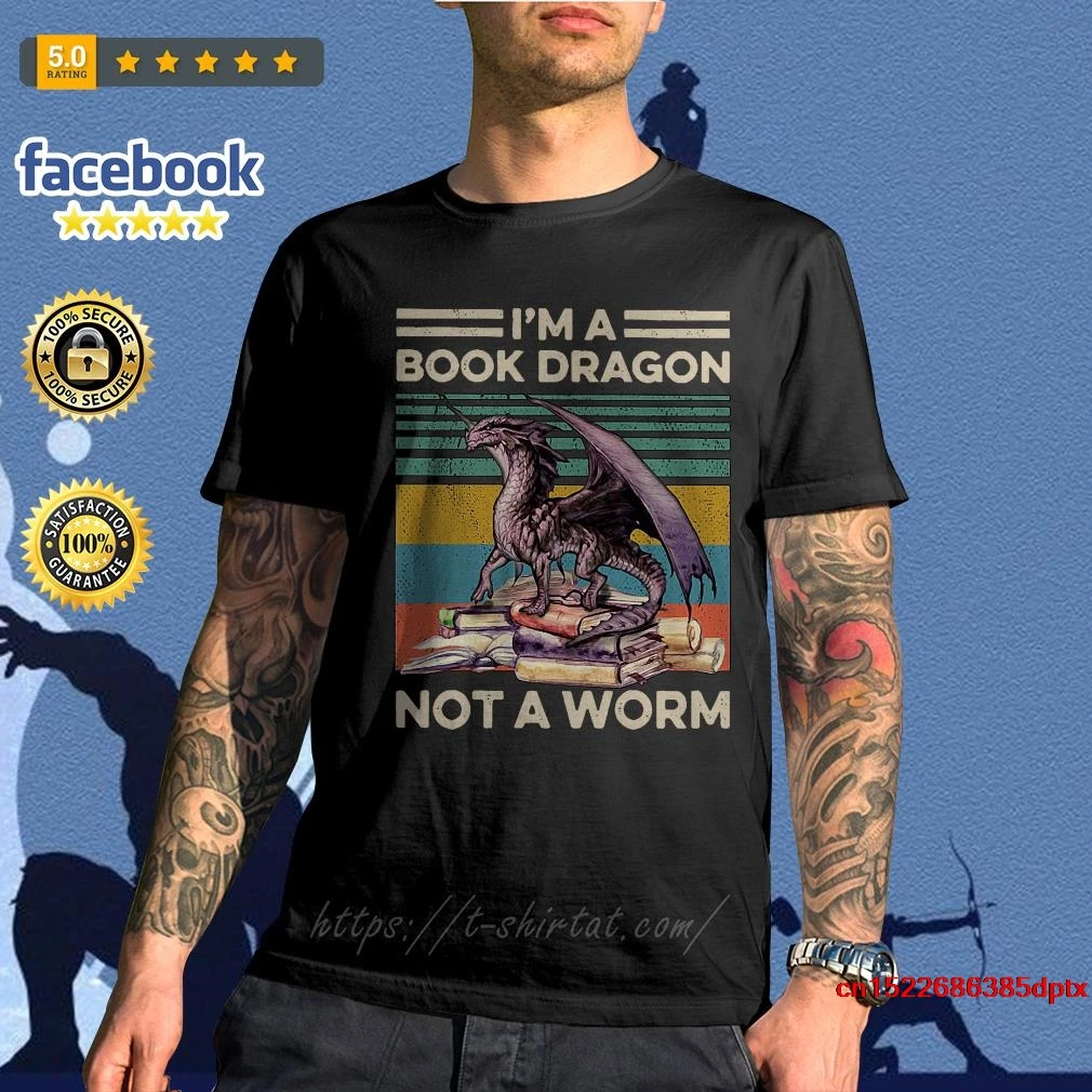 Футболка мужская с надписью I'm a book dragon not worm|Мужские футболки| |