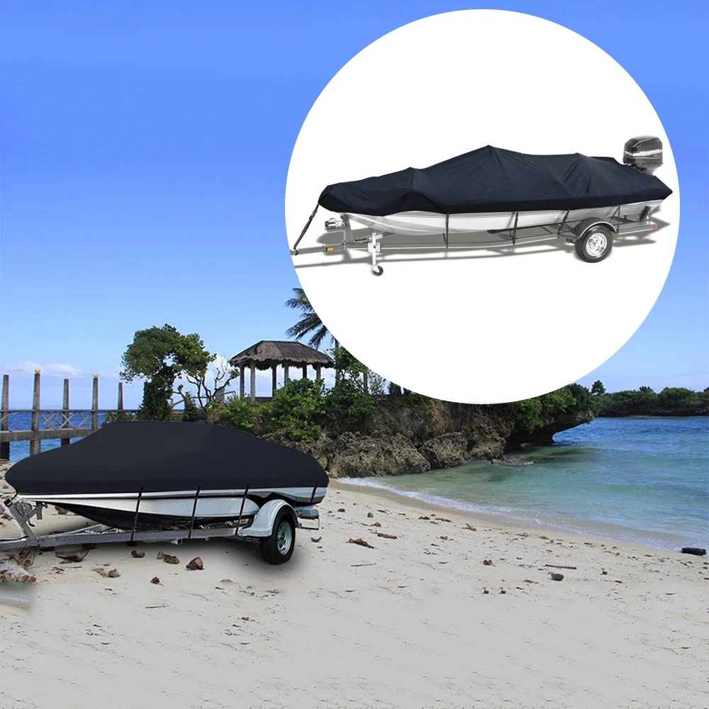 

17-22 FT Yacht Boat Cover 600D Anti UV Dustproof Cover Heavy Duty Trailer Marine Trailerable Canvas Awning Accessory
