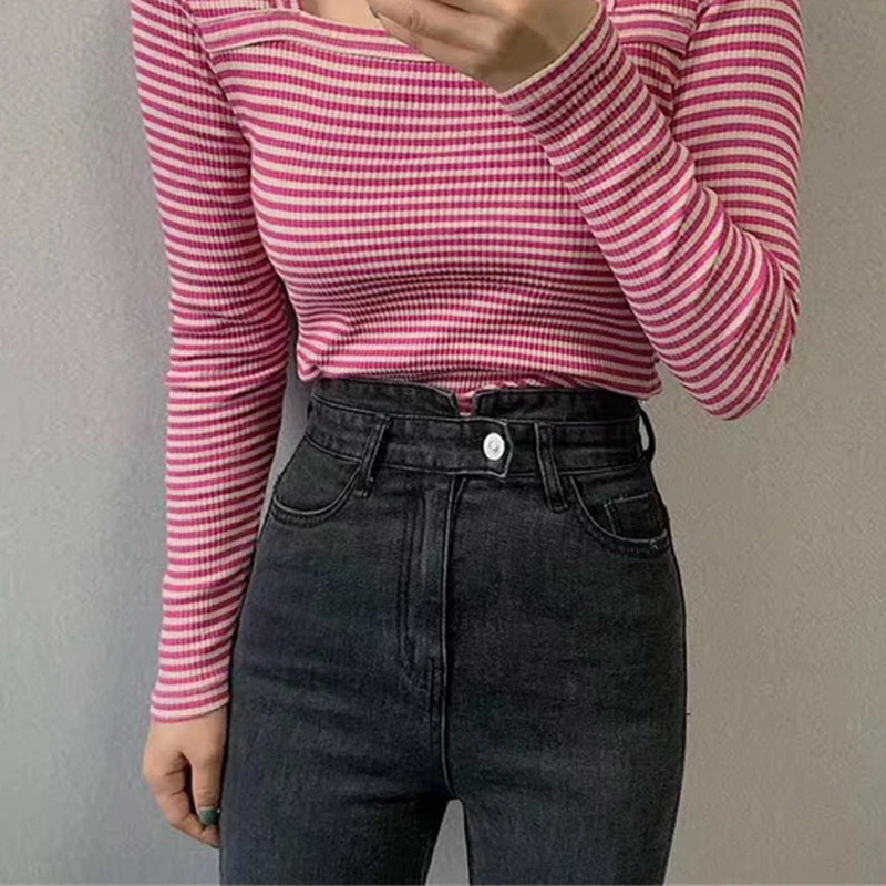 Mozuleva Streetwear Button Fly High Waist Denim Jean Women Black Plus Size for Jeans Female Skinny Pencil Pant | Женская одежда