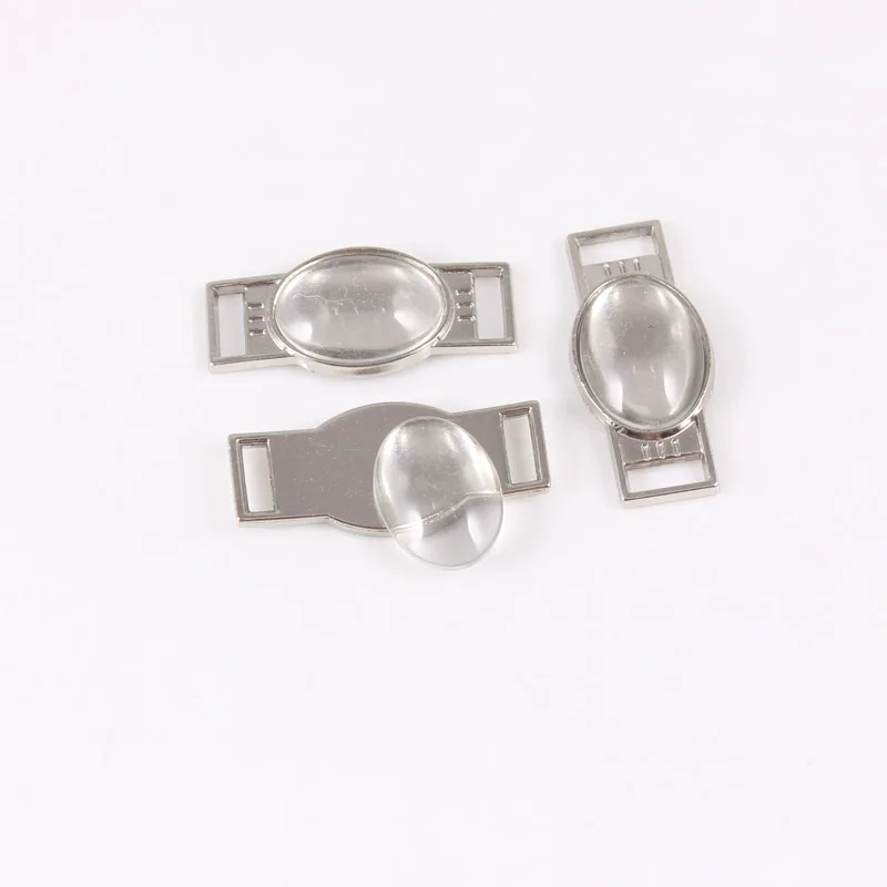 

100pcs Blank Oval Shoelace Charms & Paracord Charms with 18*25mm / 13*18mm Clear Glass Cabochon Wholesale
