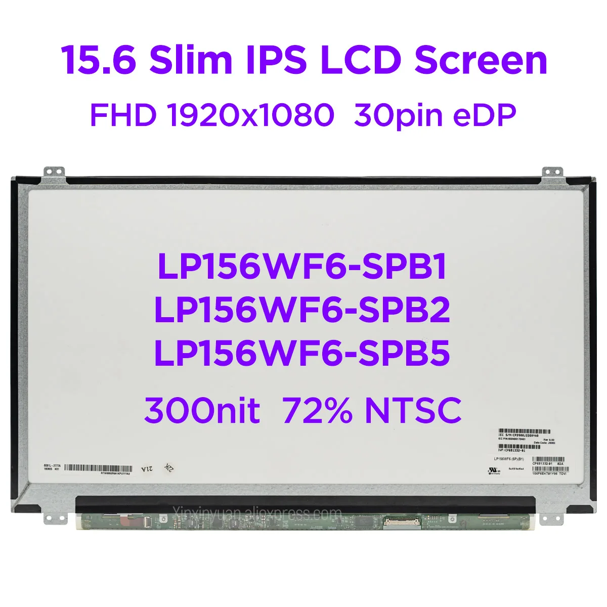 

15,6-дюймовый IPS ЖК-экран для ноутбука, модель LP156WF6 SPB2 SPB5, телефон 15,6 NTSC, матовый светодиодный дисплей FHD1920x1080, 30pin eDP