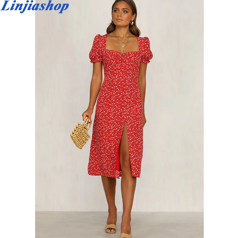 

Элегантное женское длинное шикарное платье с квадратным вырезом и коротким рукавом