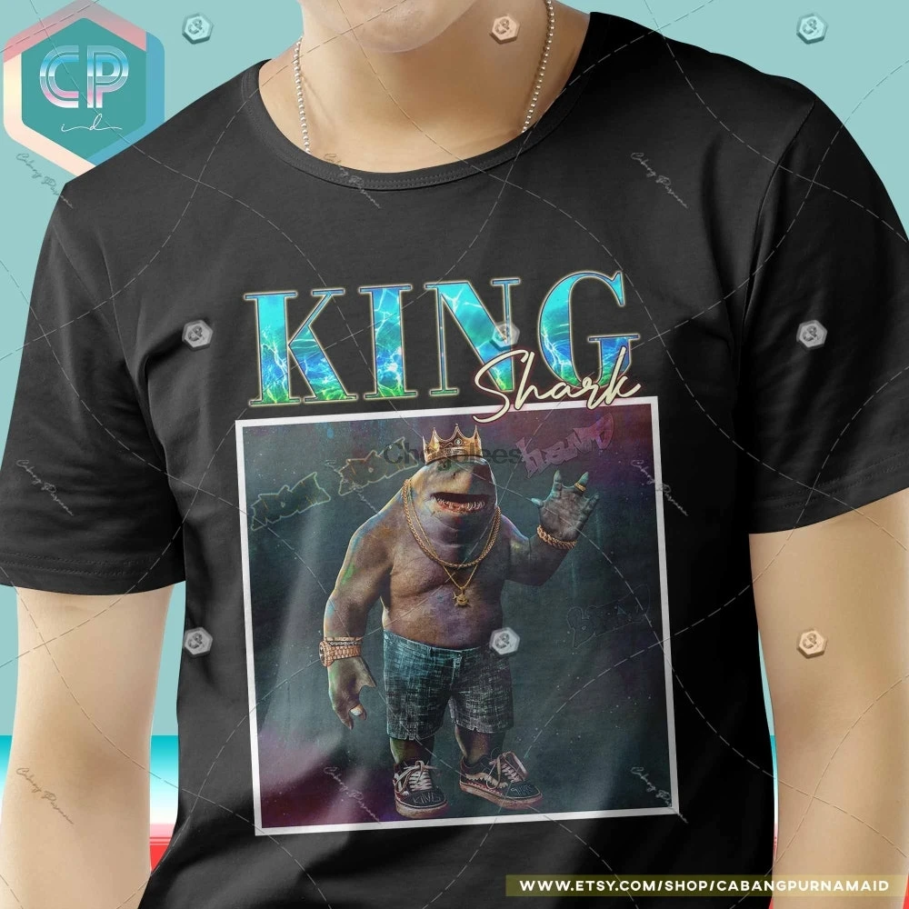 Винтажная Футболка King SHARK наньская рубашка в стиле хип-хоп с принтом Shark Ретро