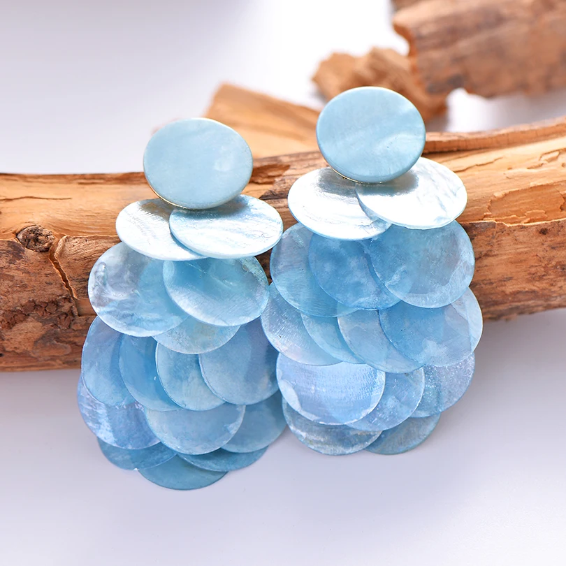 Женские серьги с кисточками Za эффектные синие круглые серьги-подвески в богемном