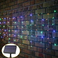 3m5m solar powered led icicle curtain string light waterproof outdoor curtain string lights for holiday christmas wedding party