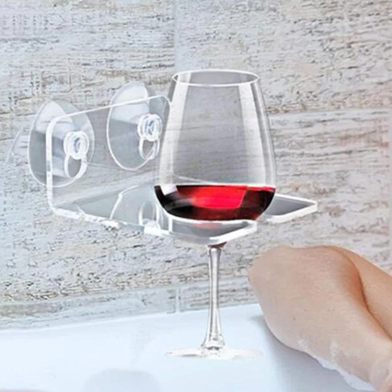 

Portable Bathtub Wine Glass Strong Suction Cup Holder Transparent Acrylic Shower Bathtub Holder Beer Beverage Coffee