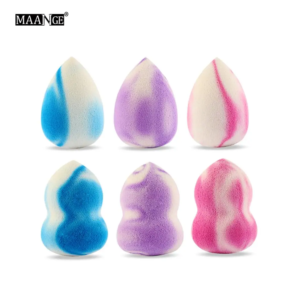 6pcs mixture MAANGE 4/6/10 шт. уход за кожей лица макияж губка косметический Красота буфами на рукавах тональный крем контур Гладкий макияж ящик для инструментов случайный цвет - Цвет: 6pcs mixture