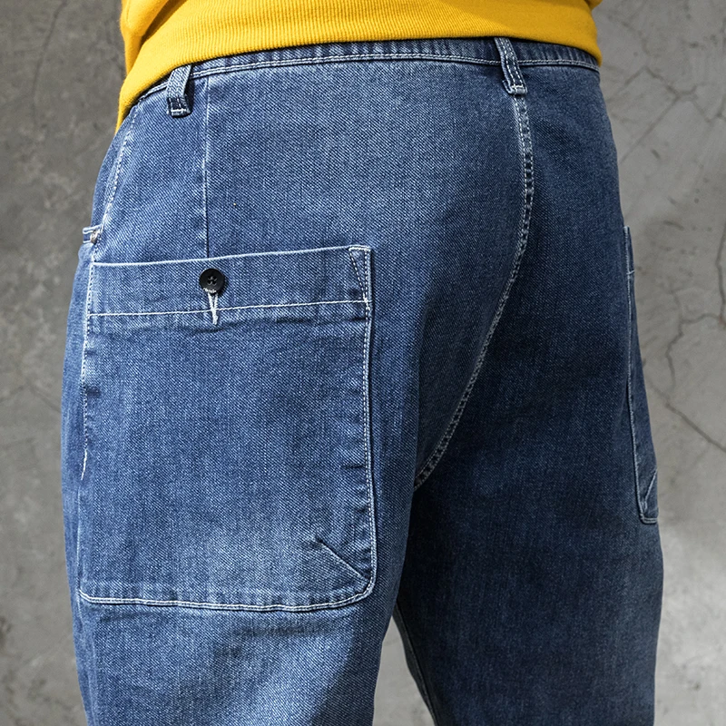 Джинсы мужские свободного покроя Брендовые повседневные брюки султанки из