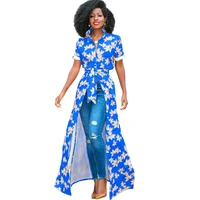floral printed long t shirt dress for women summer short sleeve loose turn down collar causal fitted chic maxi dresses vestidos