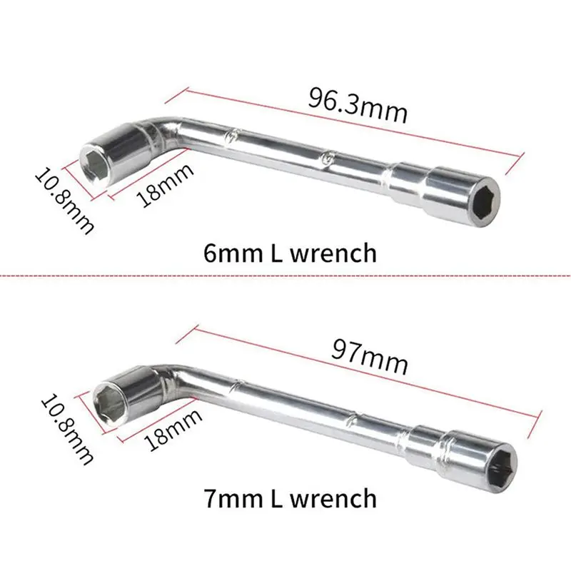 6mm 7mm Hexagonal wrench L-shaped Screw Nut Wrench Sleeve Maintenance Tool Sleeve Wrench for Ender 3 E3D MK8 Nozzle