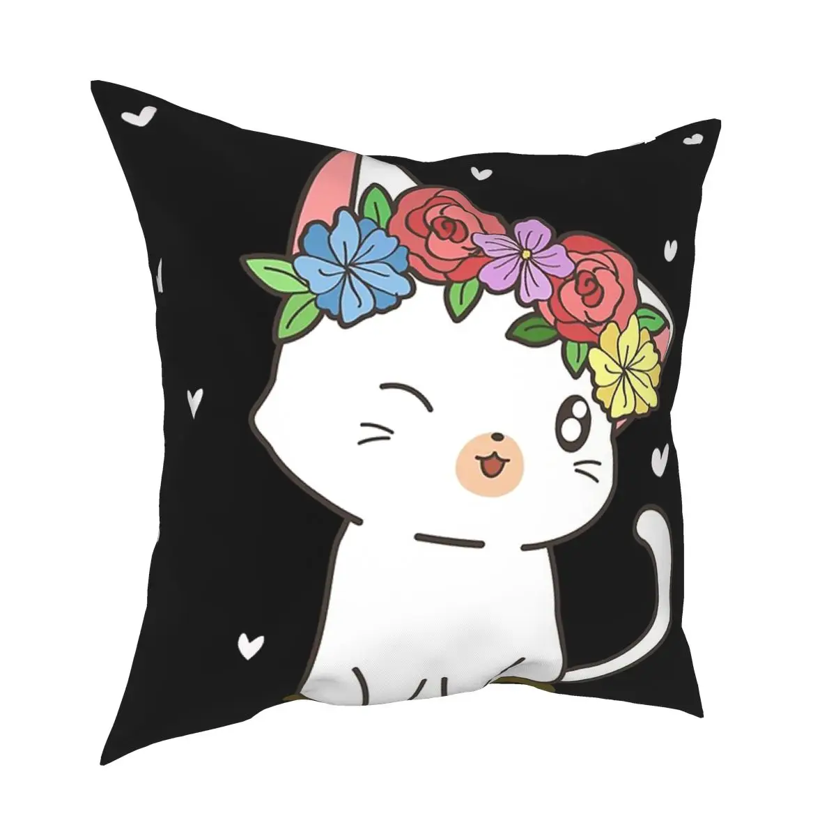 

Cat With Flowers Cushions for Sofa Funny Cushion Covers Decorative Throw Pillows Cover floor pillow for sofa home