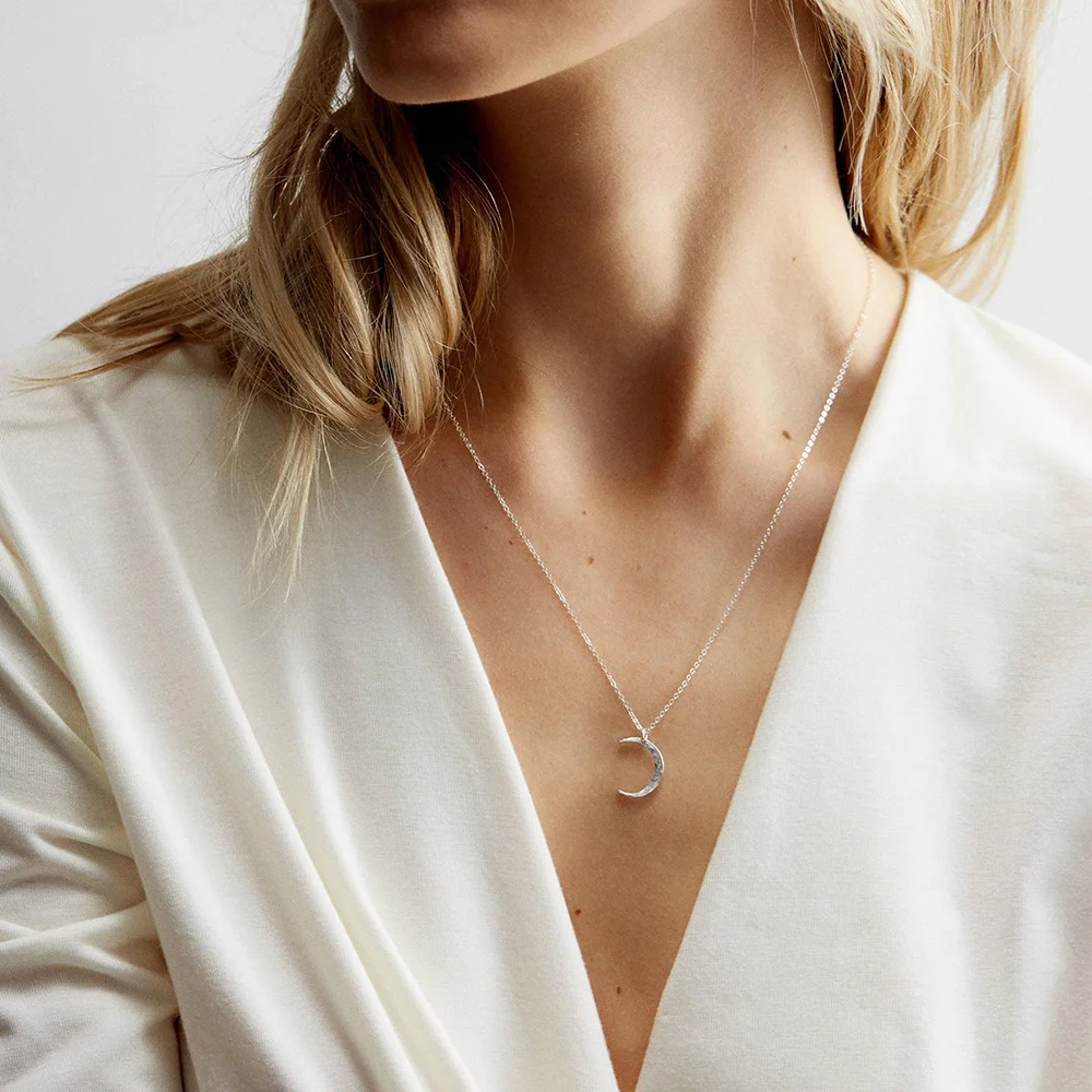 Массивное золотое ожерелье Женская Длинная цепочка с кулоном в виде Луны изящные