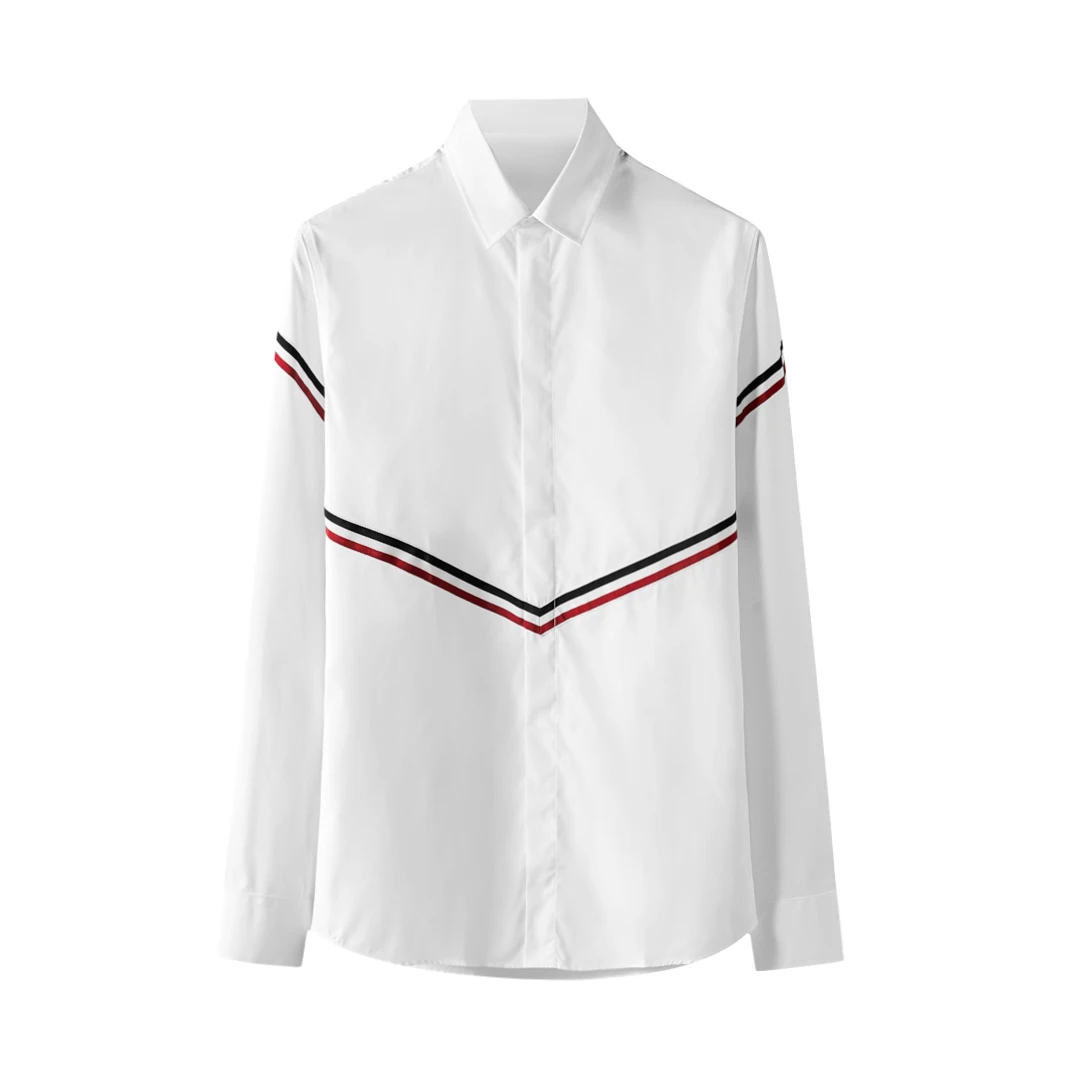 Minglu протектор белая лента мужские рубашки роскошный Твердый Цвет с длинным