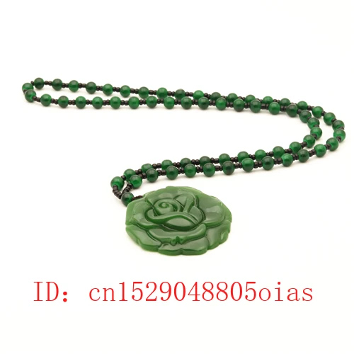 Натуральная Зеленая китайская Нефритовая Роза подвеска бусины ожерелье модные
