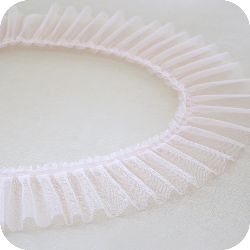10 см Сетка плиссированная кружевная лента DIY шитье одежды и ткань платье для маленьких девочек украшения одежды белый черный красный кружево отделка - Color: Nude Pink