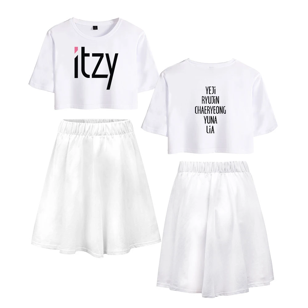 Женский комплект из двух предметов ITZY летний укороченный топ с коротким рукавом