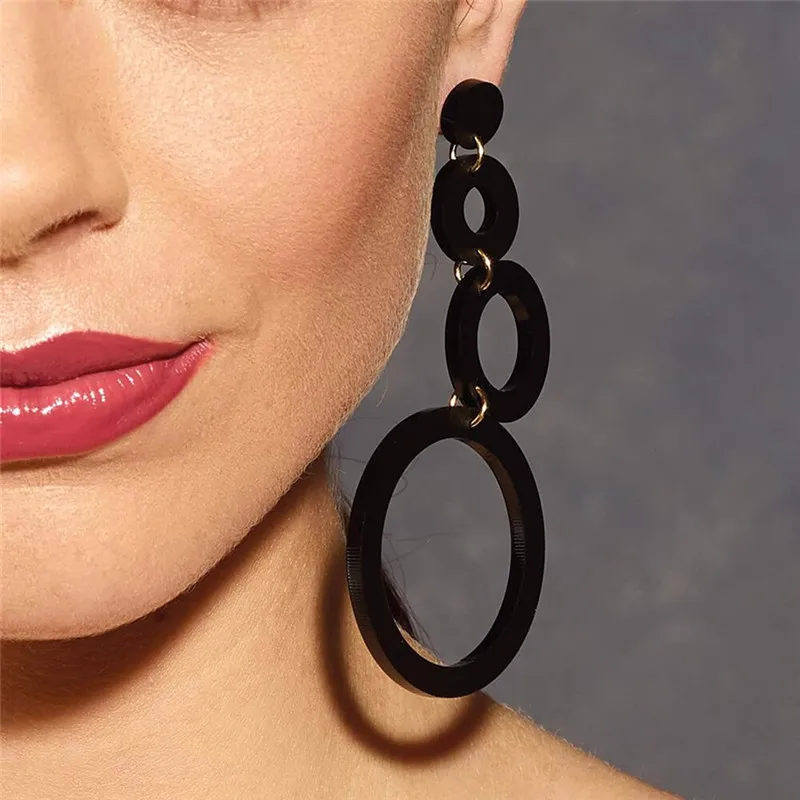 NJ модные крутые черные круглые Висячие серьги для женщин винтажные сексуальные