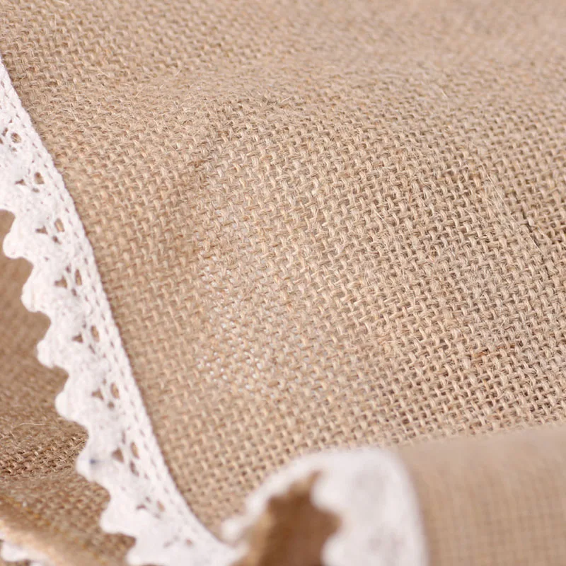 

Burlap Lace Jute Table Runner Wholesale Rustic Shabby Hessian Table Runners Wedding Festival Party Event Decoration